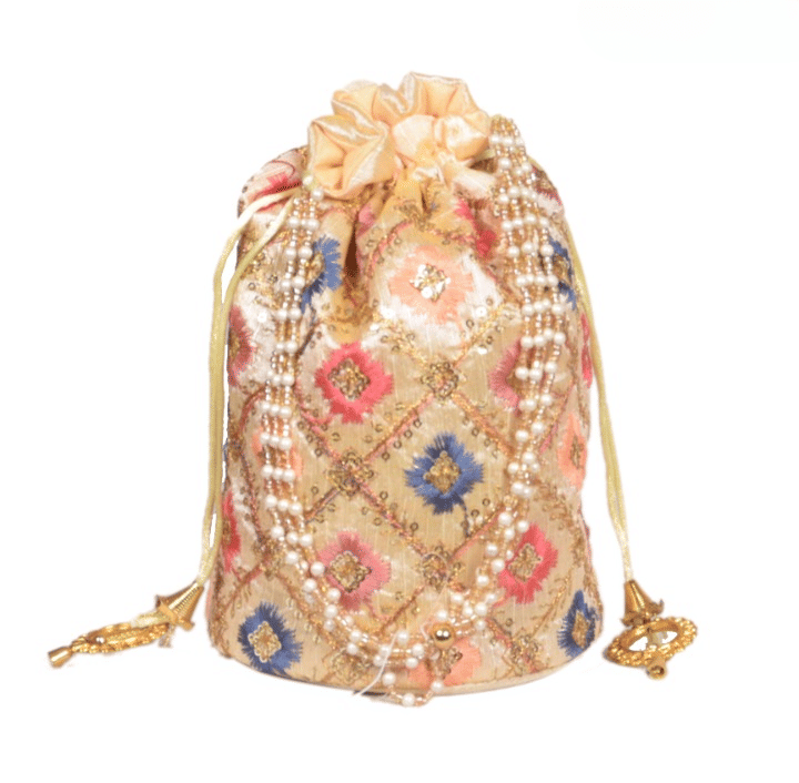    			Sunvika House Camel Silk Potli