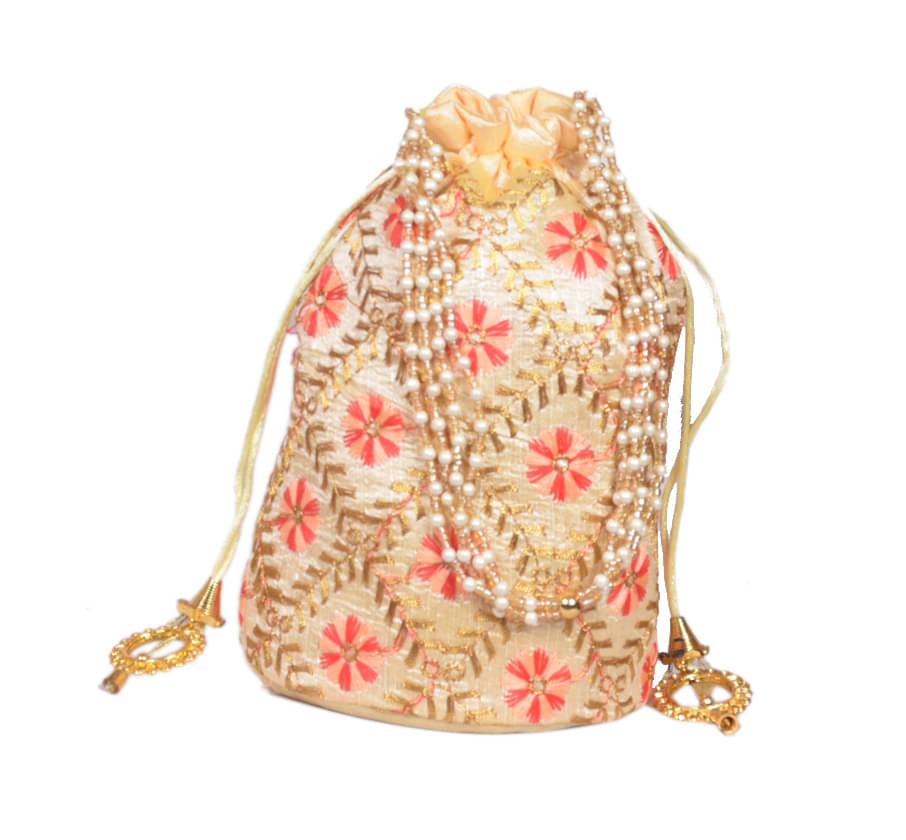     			Sunvika House Gold Silk Potli