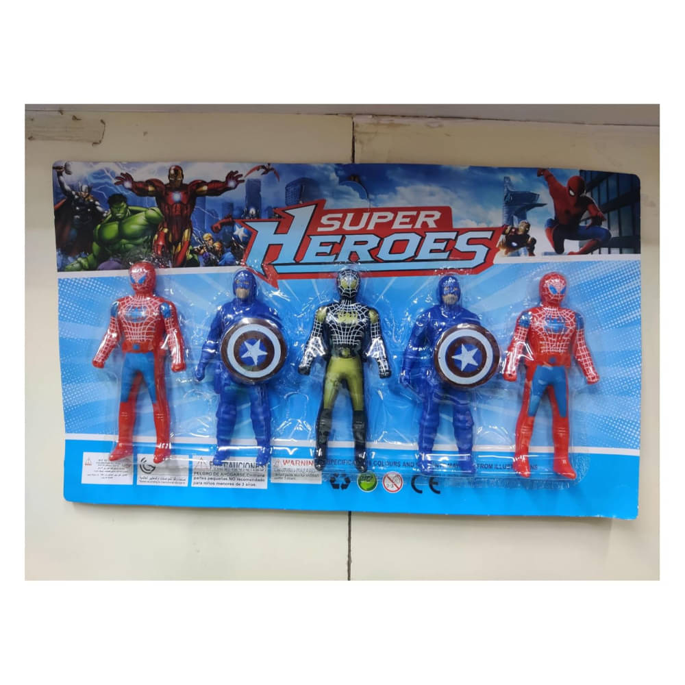     			Super Hero Action Figures || 5 Random Heros || Multicolor || ( A Pack of 5 Hero's )