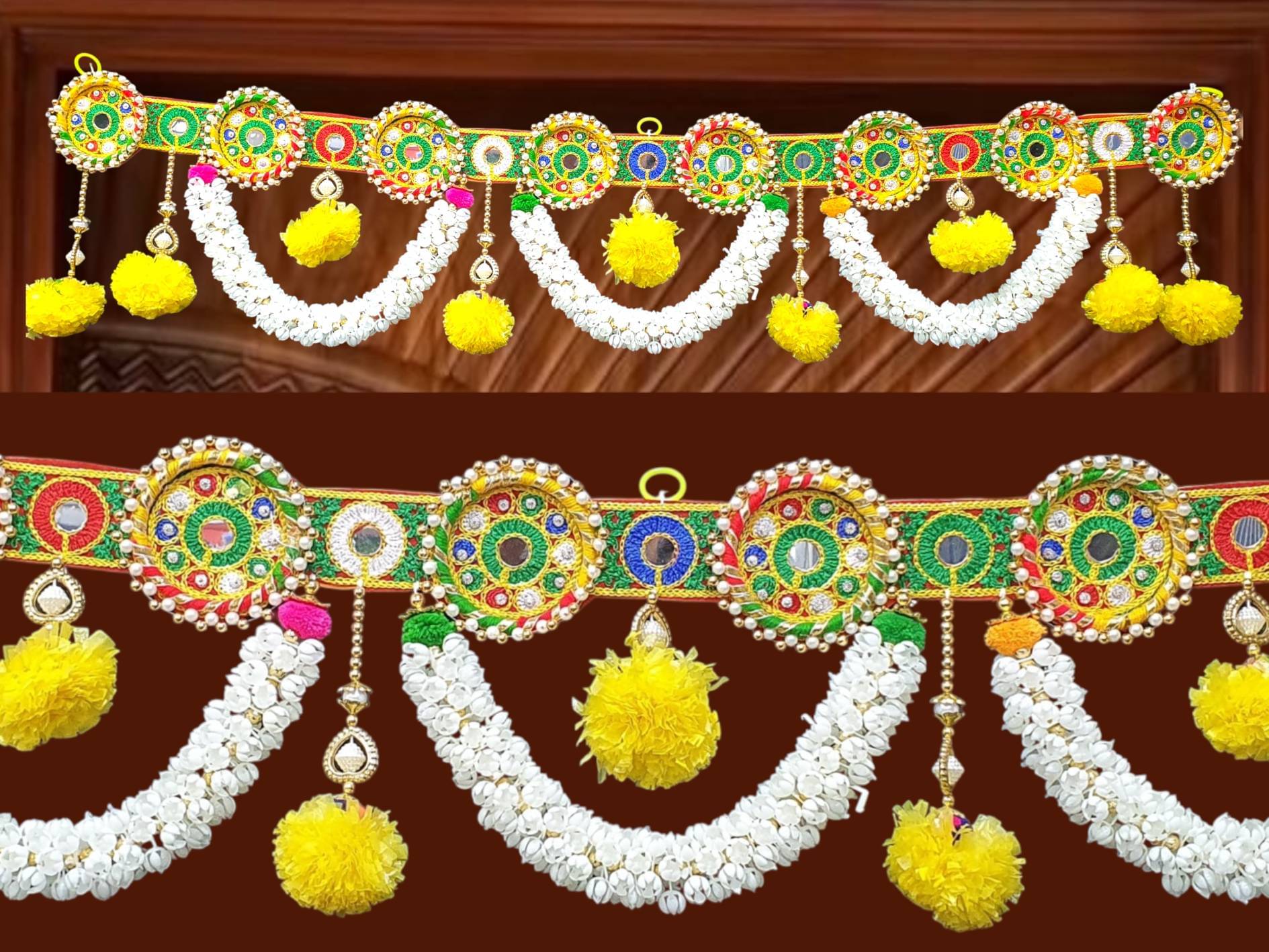 The ArtBllezon Wall Hanging Handmade Toran with attached Latkan, Multi Zula Bandhanwal, Design Patchwork Toran for Main Door , Diwali, Pooja, Festival, Wedding and Home Decor, 3 Ft The ArtBllezon Wall Hanging Handmade Toran with attached Latkan, Multi Zula Bandhanwal, Design Patchwork Toran for Main Door , Diwali, Pooja, Festival, Wedding and Home Decor, 3 Ft