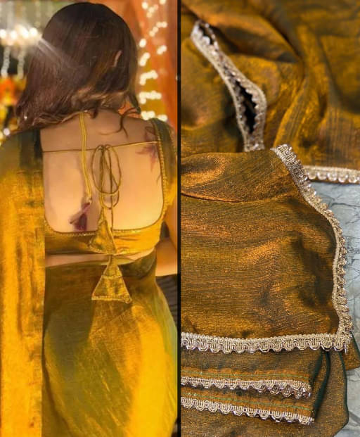     			Trandtide Chiffon Solid Banarasi saree With Unstitched Blouse Piece ( Brown )