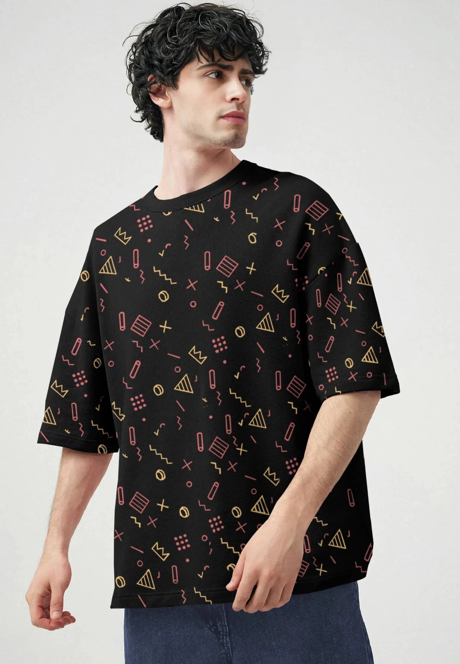 Tripr Men Cotton Blend Oversized Fit Printed T-Shirt ( Black ) Tripr Men Cotton Blend Oversized Fit Printed T-Shirt ( Black )