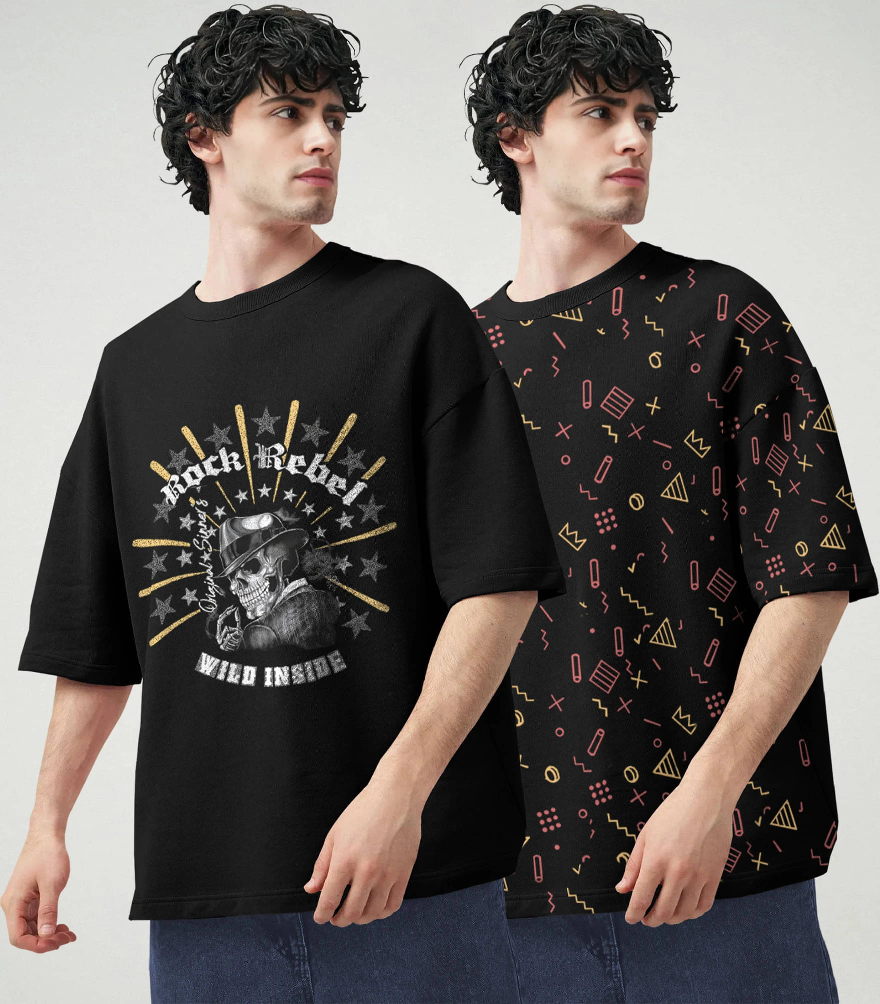 Tripr Men Cotton Blend Oversized Fit Printed T-Shirt ( Black ) Tripr Men Cotton Blend Oversized Fit Printed T-Shirt ( Black )