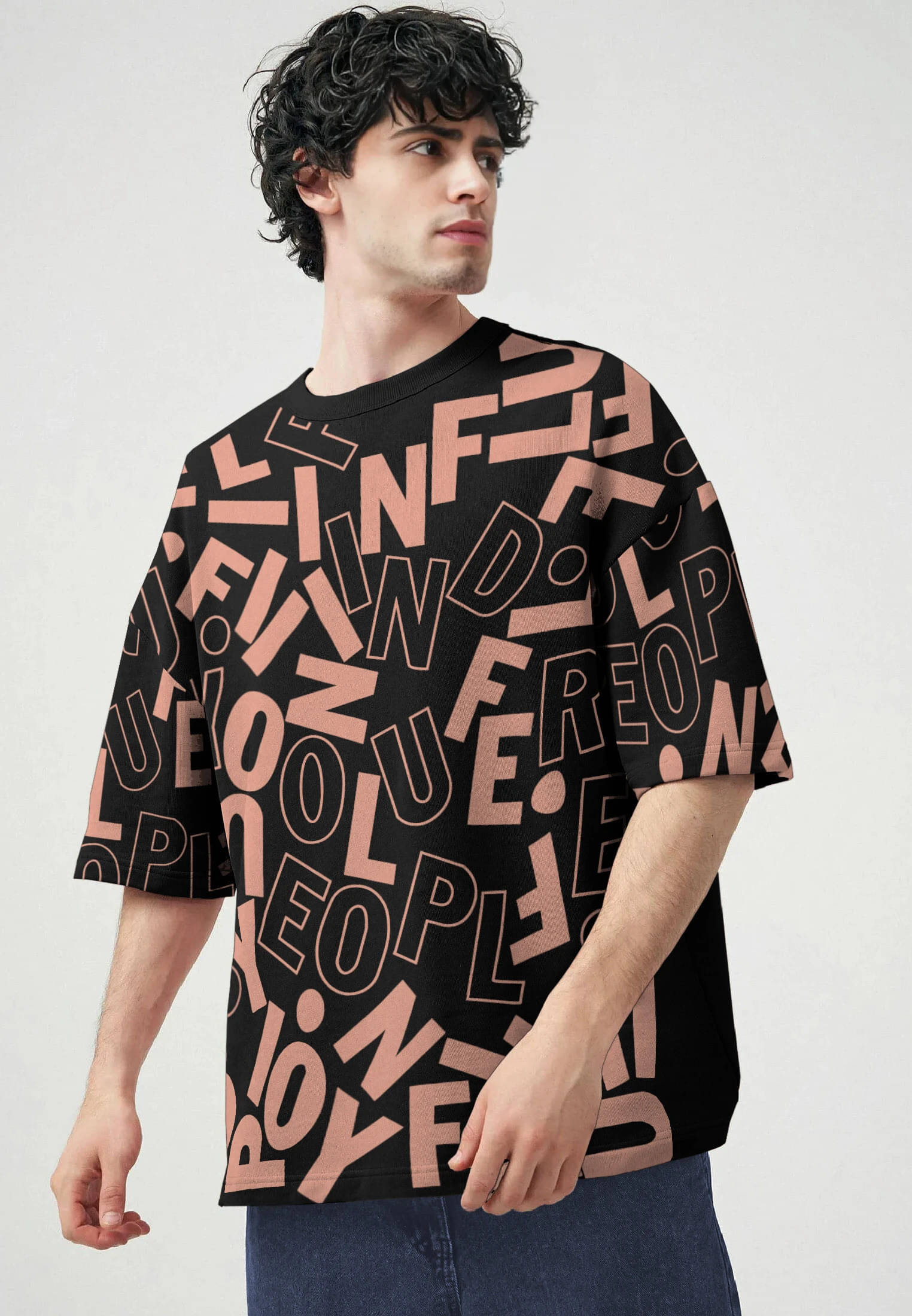     			Tripr Men Cotton Blend Oversized Fit Printed T-Shirt ( Multicolor )