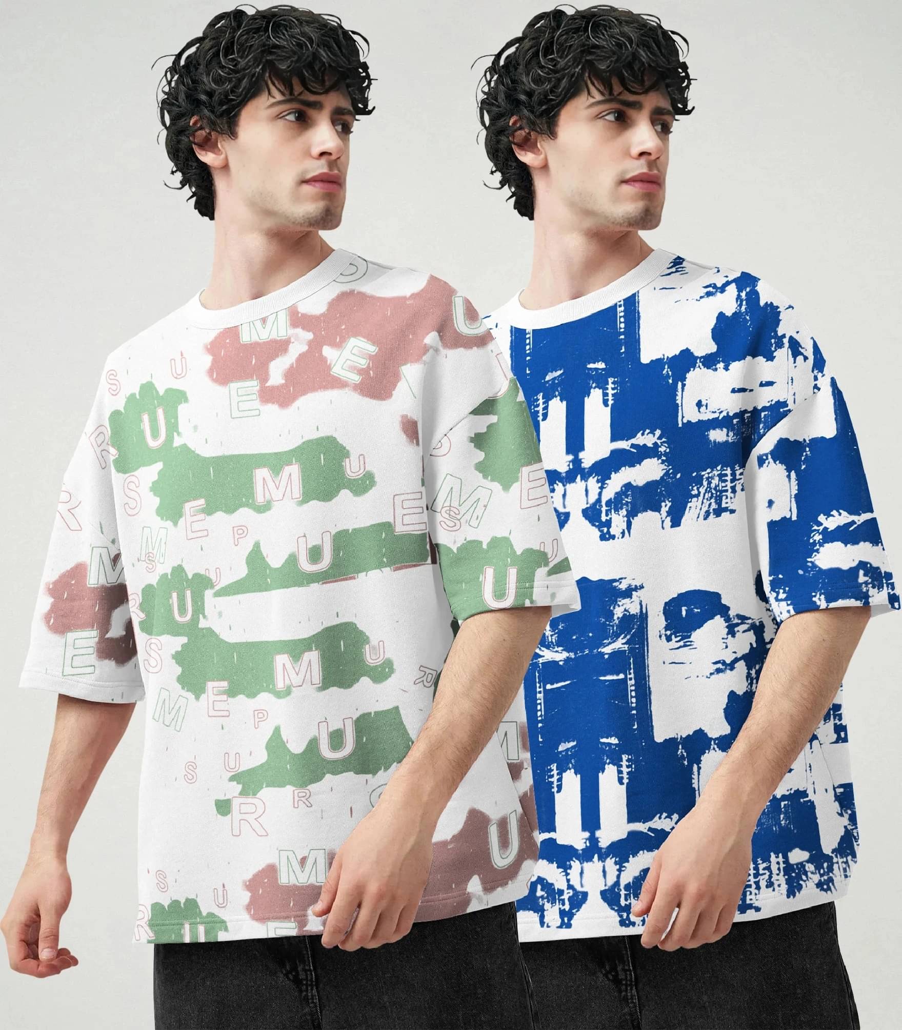 Tripr Men Cotton Blend Oversized Fit Printed T-Shirt ( Multicolor ) Tripr Men Cotton Blend Oversized Fit Printed T-Shirt ( Multicolor )