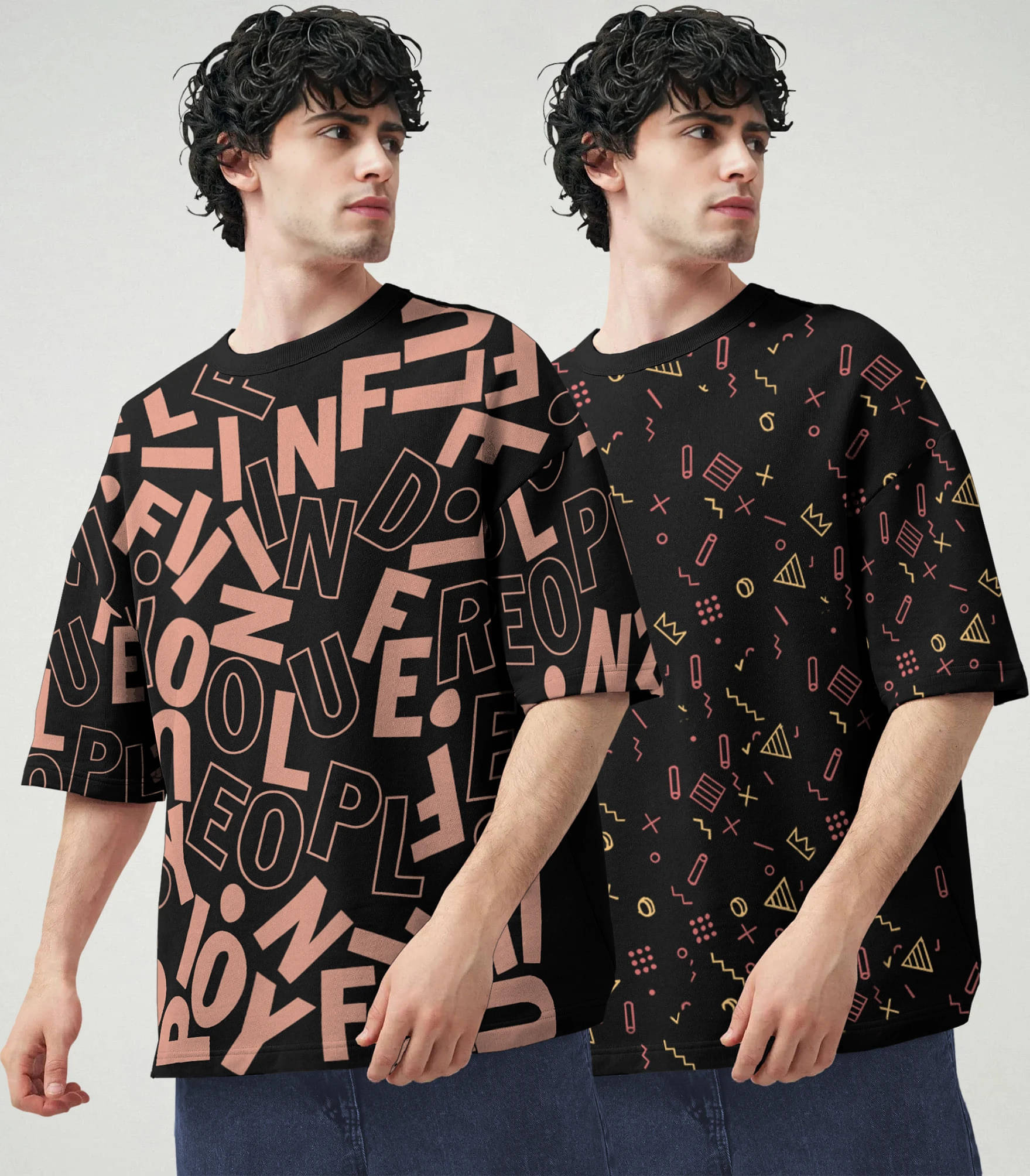     			Tripr Men Cotton Blend Oversized Fit Printed T-Shirt ( Black )