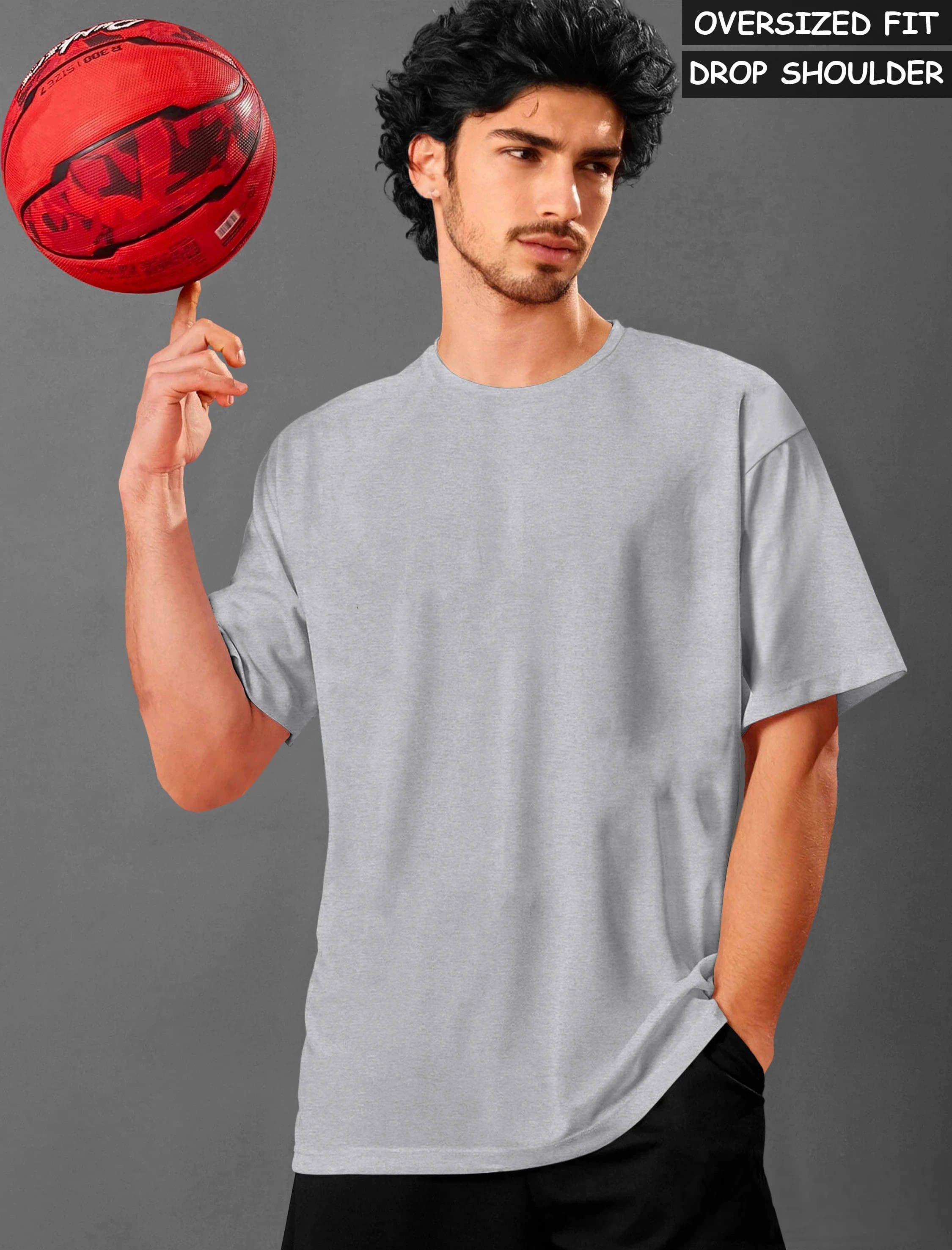 Tripr Men Cotton Blend Oversized Fit Solid T-Shirt ( Grey ) Tripr Men Cotton Blend Oversized Fit Solid T-Shirt ( Grey )