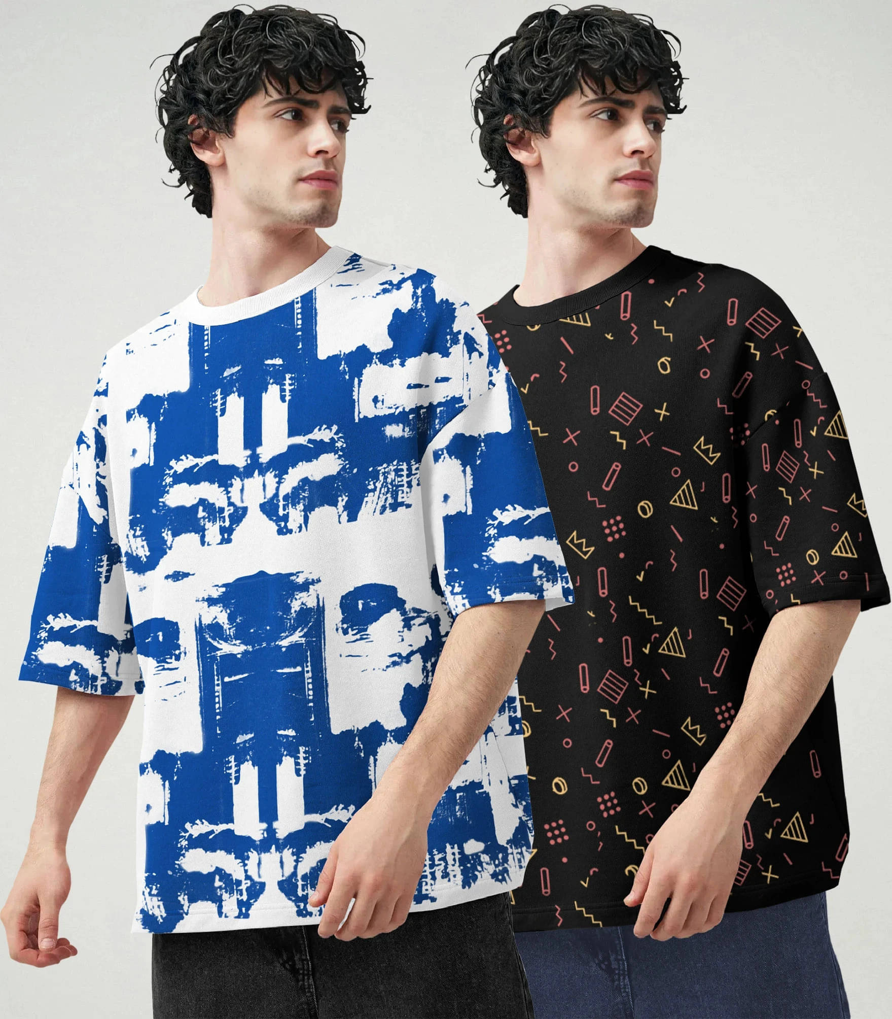     			Tripr Men Cotton Blend Oversized Fit Printed T-Shirt ( Multicolor )