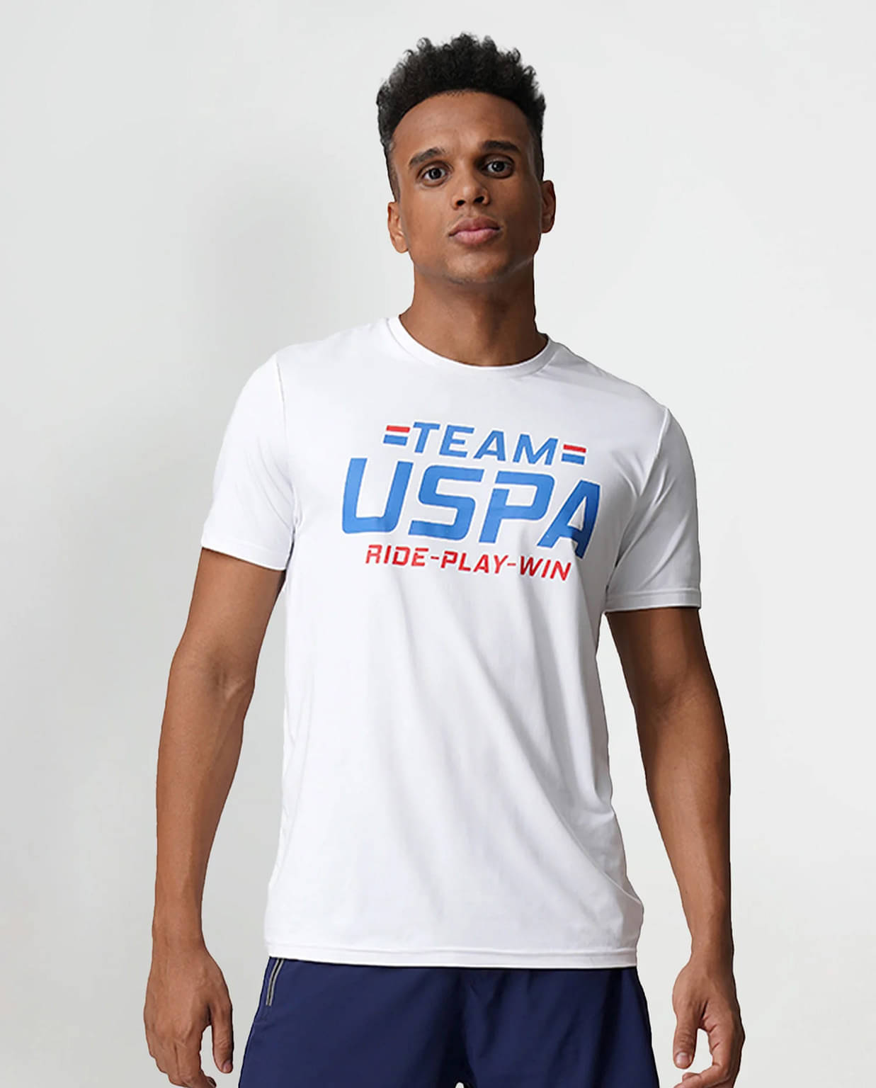     			US Polo Men Polyester Regular Fit Printed T-Shirt ( White )