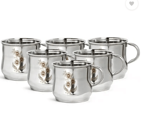     			Unique bartan Solid Steel Tea Cup 150 ml ( Pack of 6 )