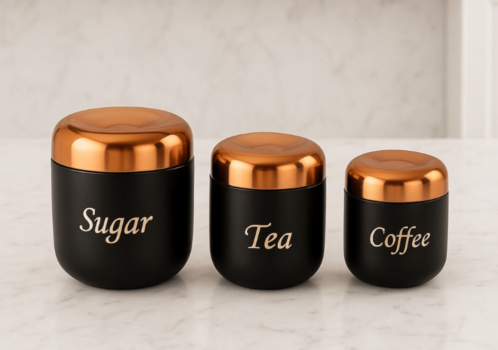     			Visaxmi Black Apple TSC Steel Black Tea/Coffee/Sugar Container ( Set of 3 )