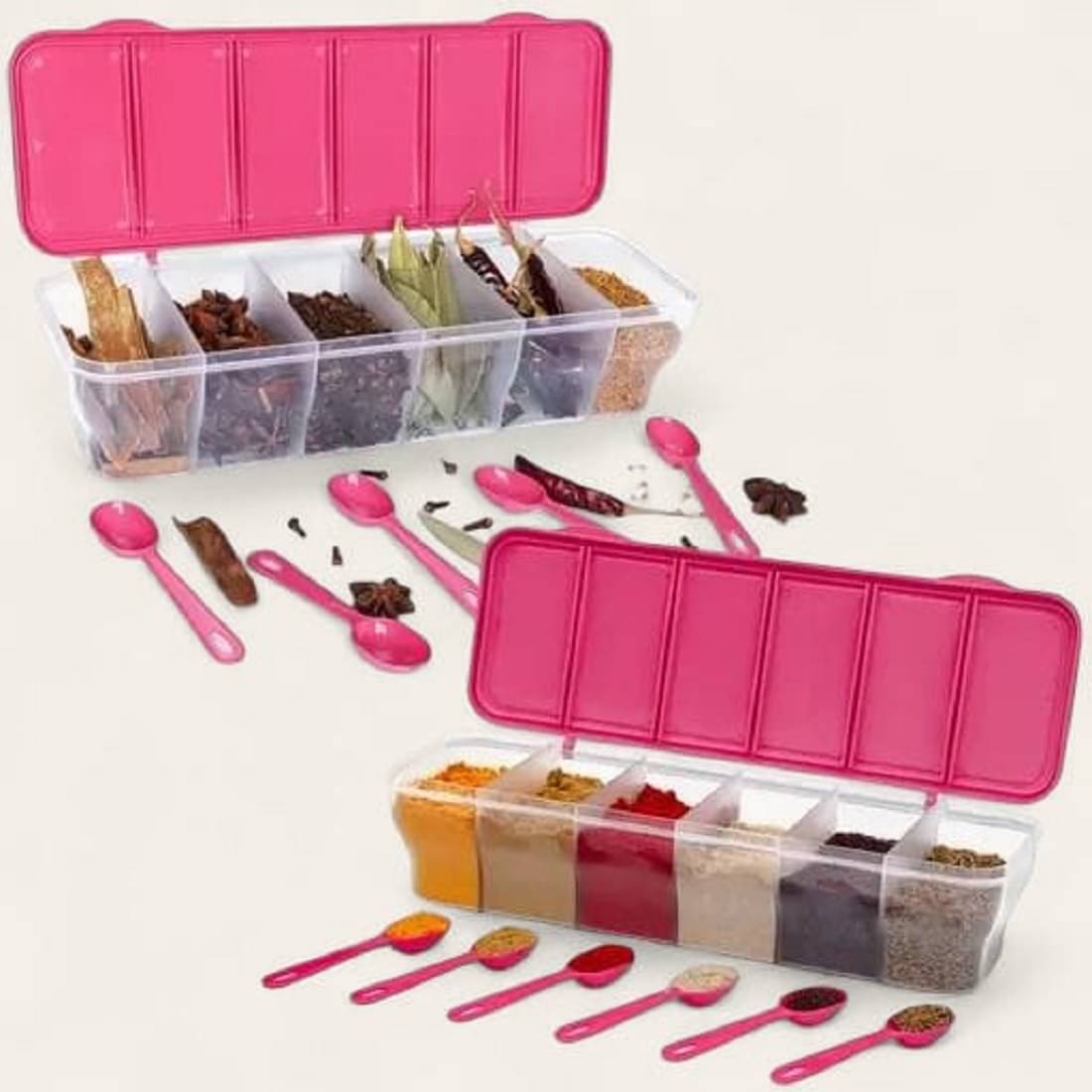     			Weizny Plastic Pink Spice Container ( Set of 2 )