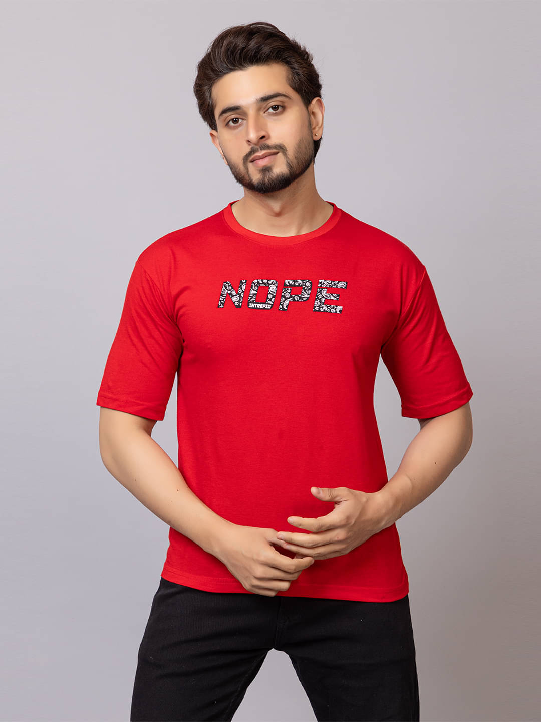     			Xenios Men Cotton Blend Regular Fit Printed T-Shirt ( Red )