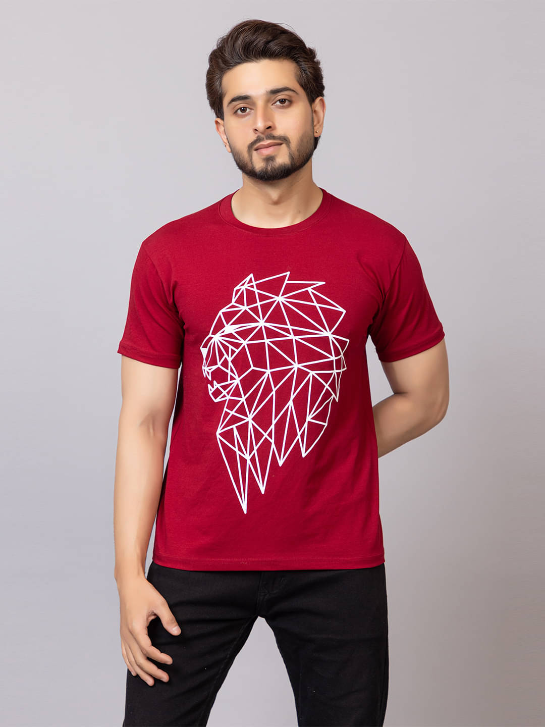 Xenios Men Cotton Blend Regular Fit Printed T-Shirt ( Red ) Xenios Men Cotton Blend Regular Fit Printed T-Shirt ( Red )