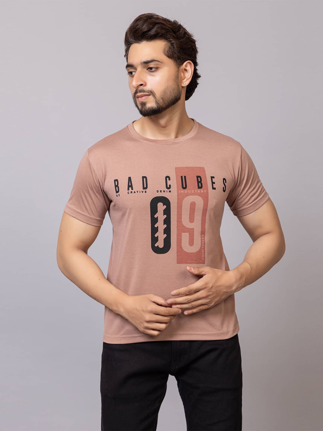 Xenios Men Cotton Blend Regular Fit Printed T-Shirt ( Coffee ) Xenios Men Cotton Blend Regular Fit Printed T-Shirt ( Coffee )