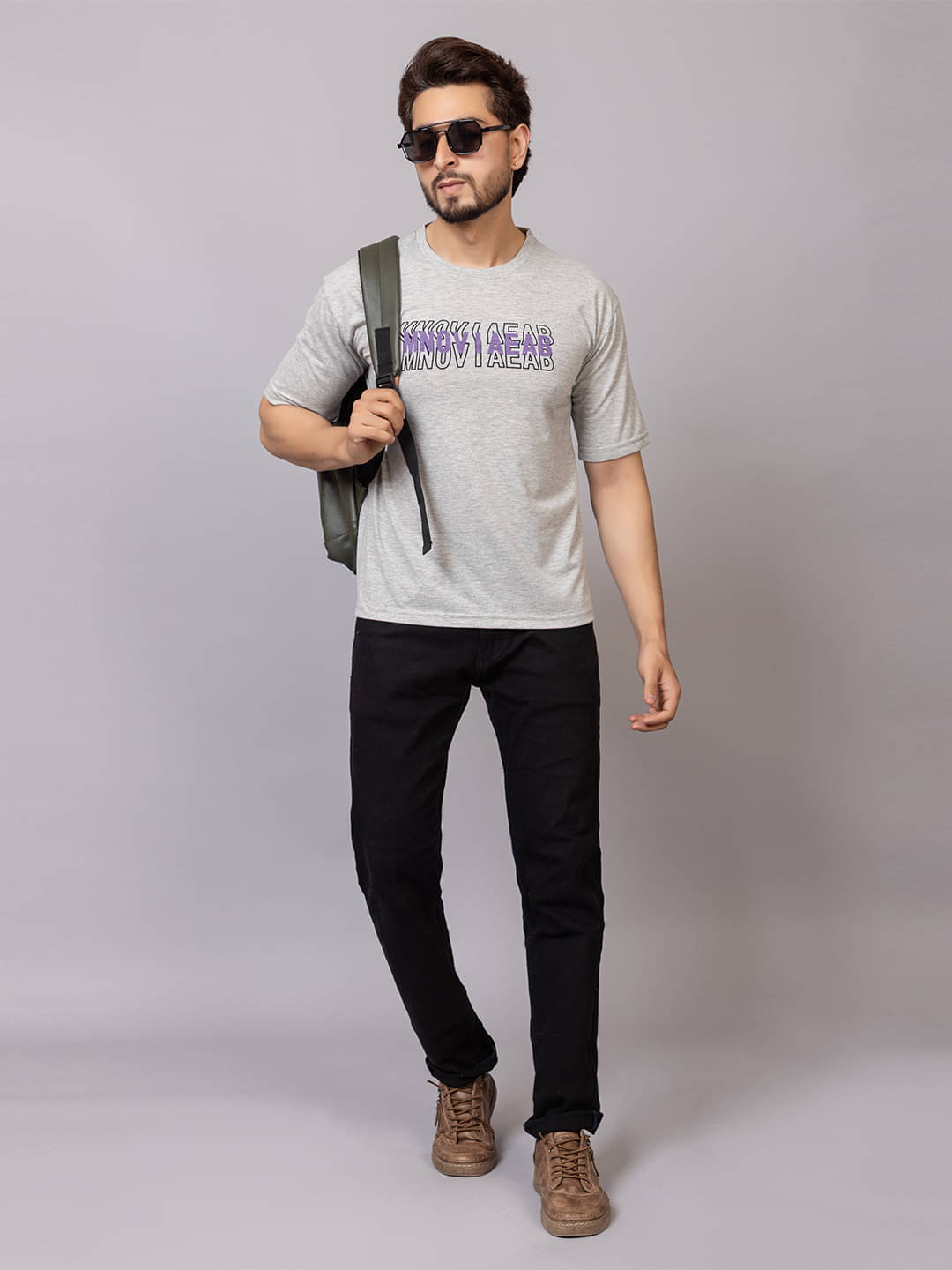Xenios Men Cotton Blend Regular Fit Printed T-Shirt ( Grey ) Xenios Men Cotton Blend Regular Fit Printed T-Shirt ( Grey )