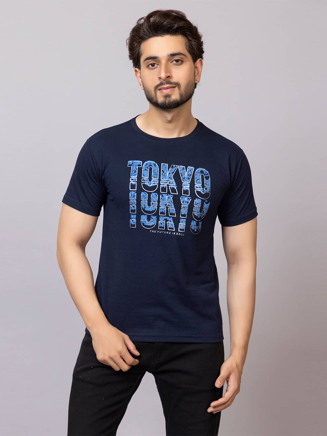 Xenios Men Cotton Blend Regular Fit Printed T-Shirt ( Navy Blue ) Xenios Men Cotton Blend Regular Fit Printed T-Shirt ( Navy Blue )