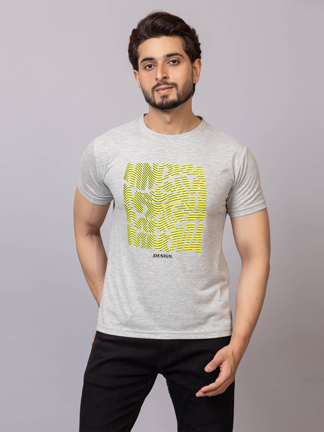 Xenios Men Cotton Blend Regular Fit Printed T-Shirt ( Grey ) Xenios Men Cotton Blend Regular Fit Printed T-Shirt ( Grey )