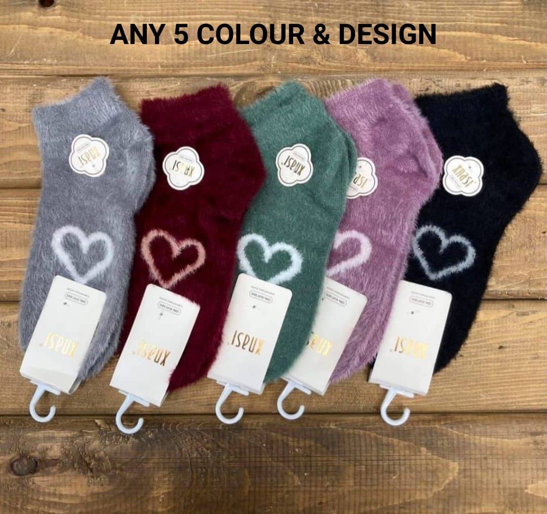     			finzer Pack of 5 Women's Woollen Ankle Length Socks ( Multicolor )