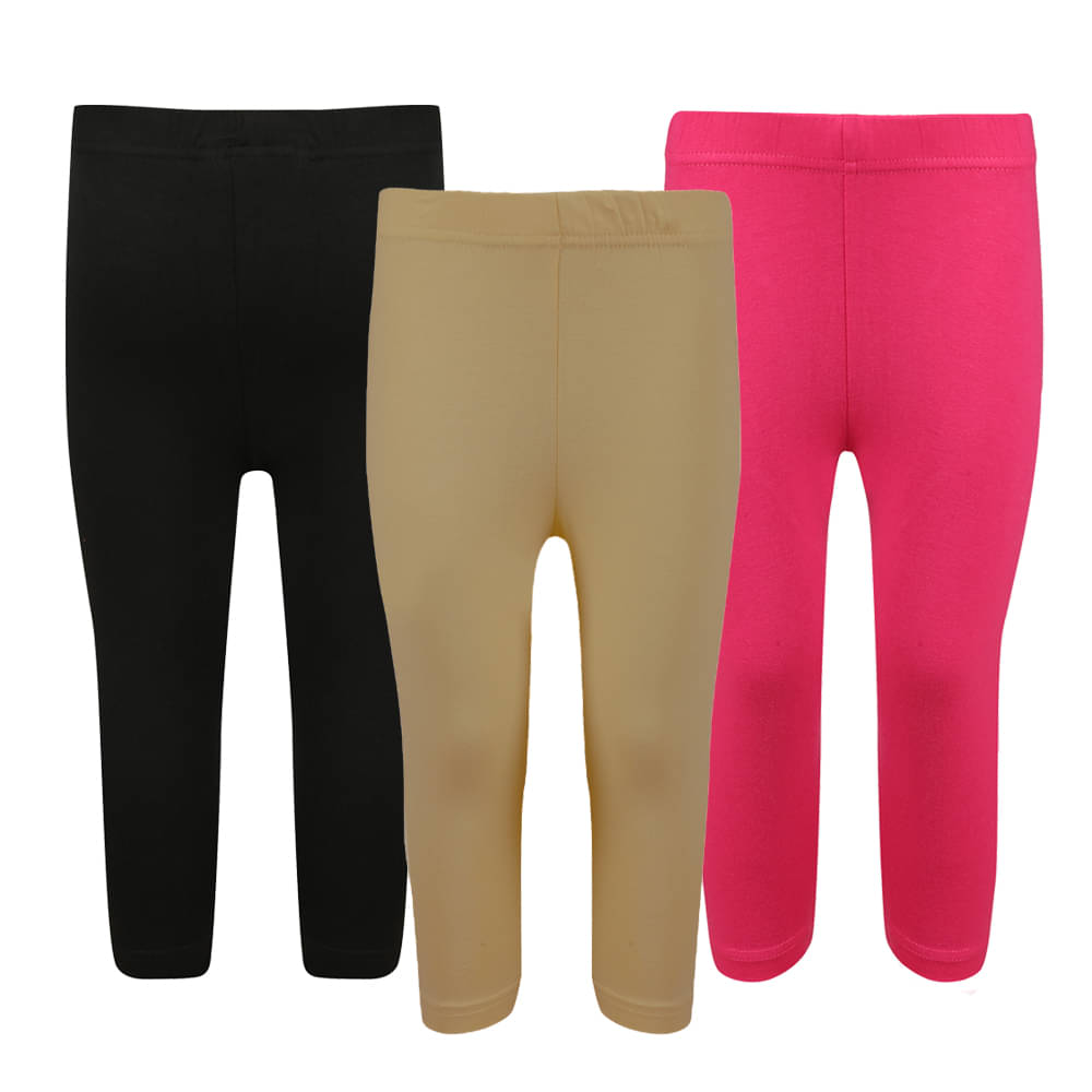     			2K Kids Pack of 2 Girls Cotton Spandex Capris ( Black )