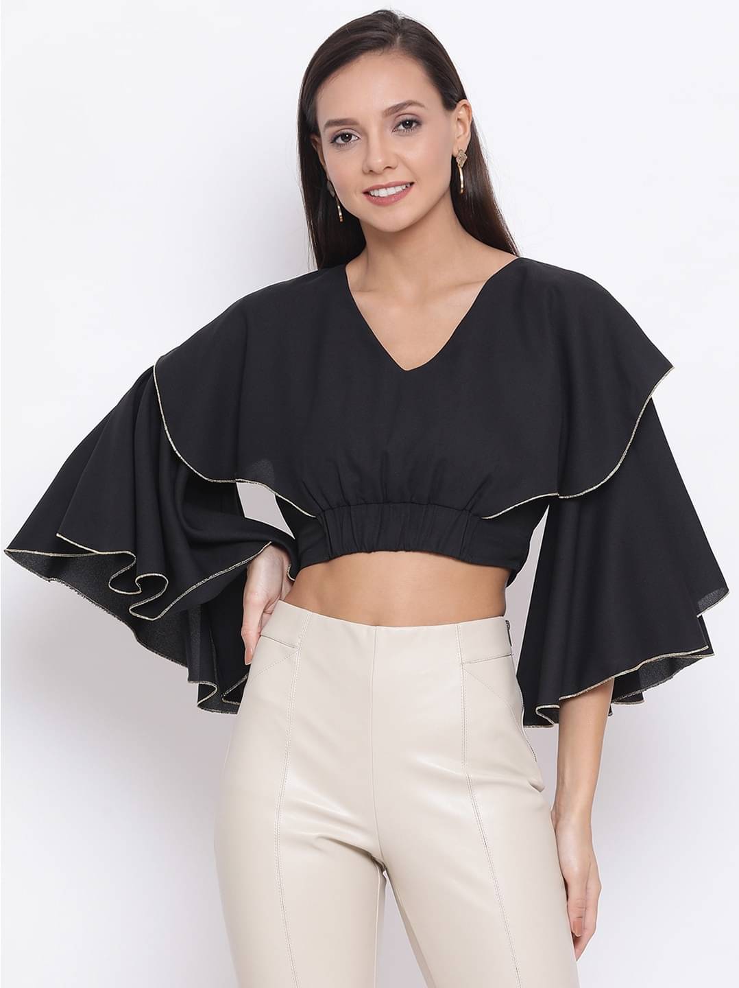 ALL WAYS YOU Women's Polyester Crop Top ( Black ) ALL WAYS YOU Women's Polyester Crop Top ( Black )