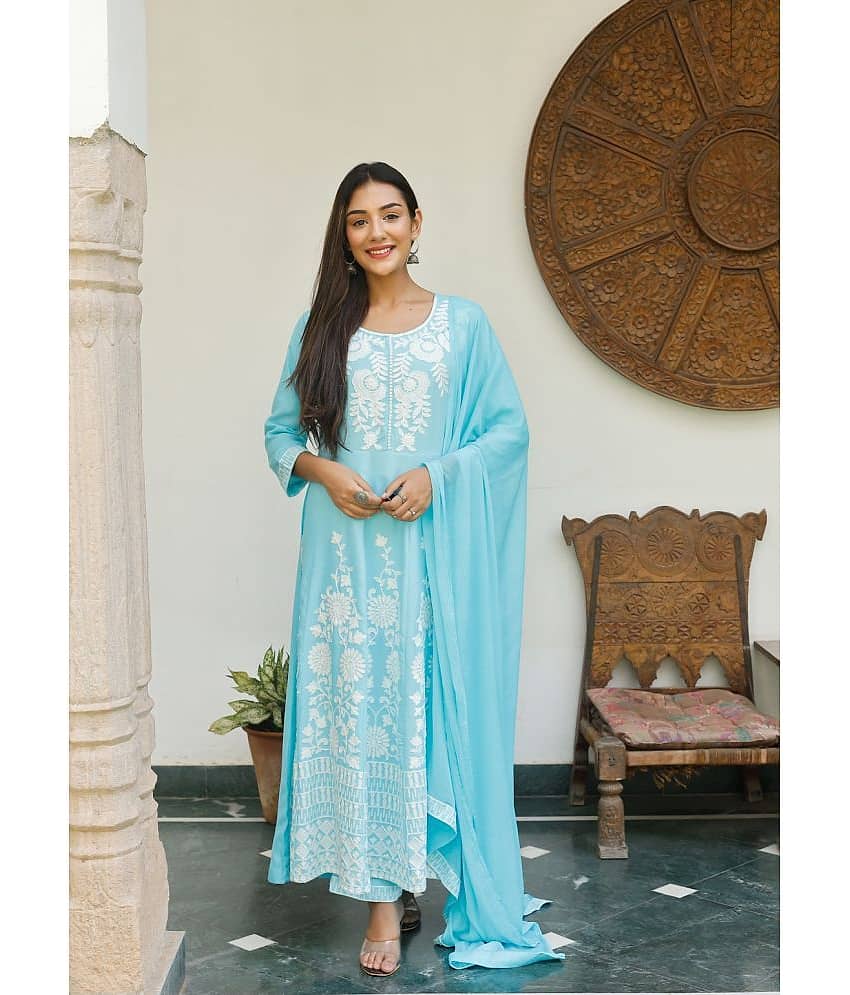 AMIRA'S INDIAN ETHNICWEAR - Blue Rayon Women's Stitched Salwar Suit ( )
