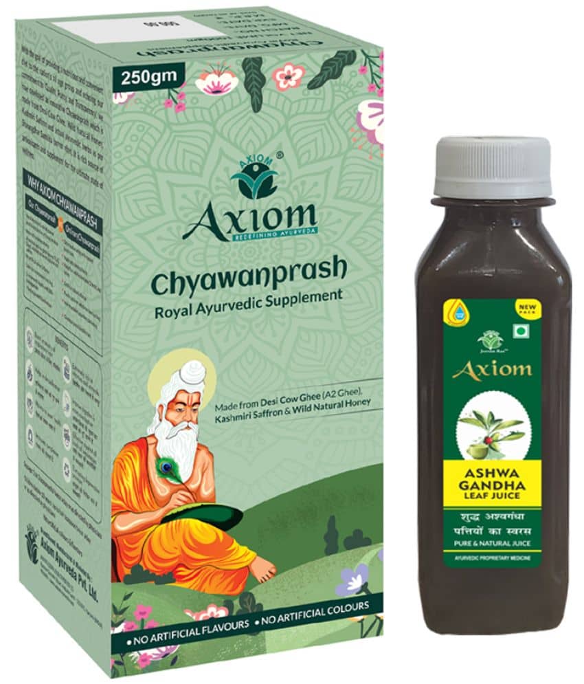 Axiom Chyawanprash 250ml + Ashwagandha leaf juice 160ml|100% Natural WHO-GLP,GMP,ISO Certified Product