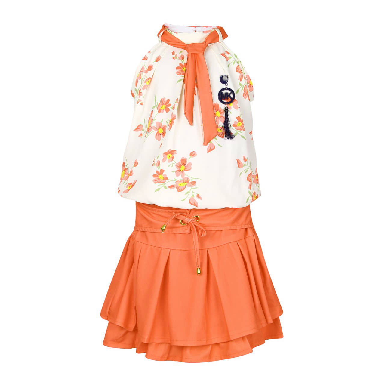 Cherry Tree Girls Cotton Blend Top With ( Orange )