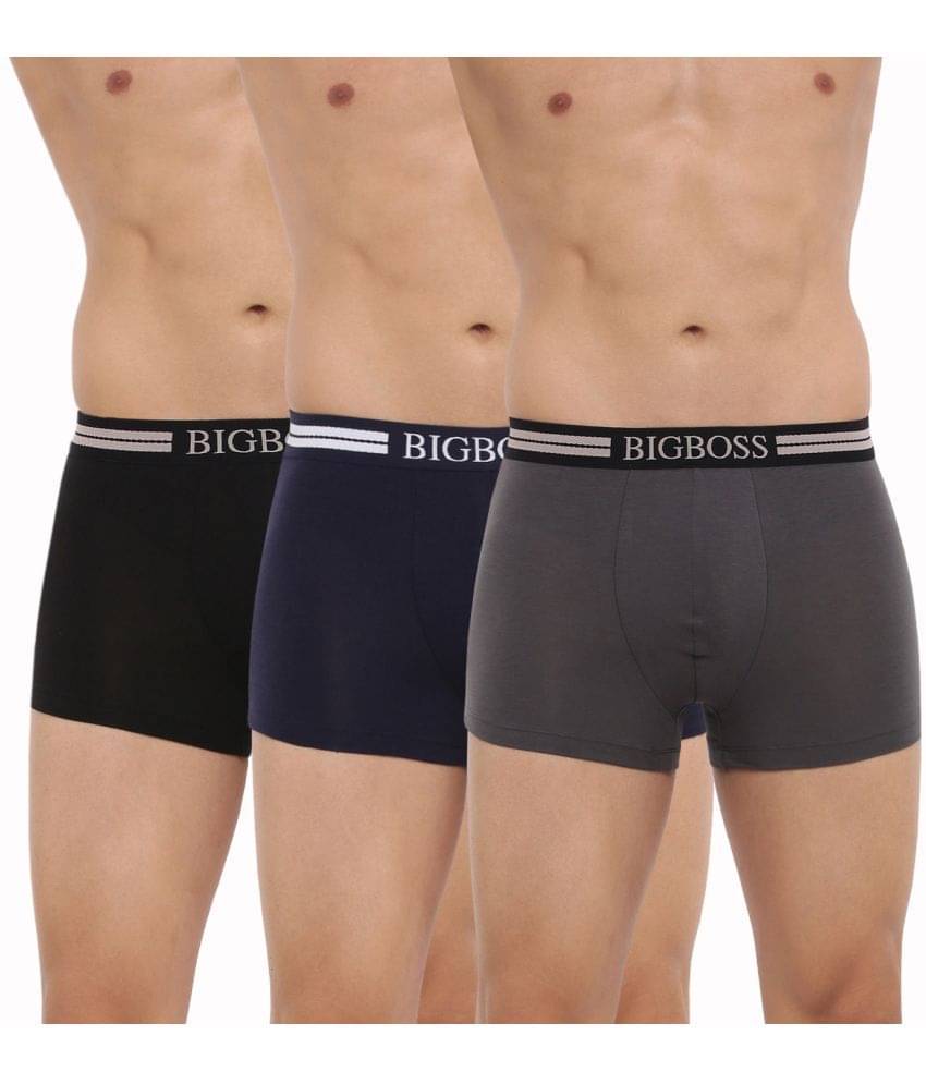 Dollar Bigboss Men's Pack of 3 Shuffle Intellisoft Cotton Modal Solid Trunk (Colour May Vary) Dollar Bigboss Men's Pack of 3 Shuffle Intellisoft Cotton Modal Solid Trunk (Colour May Vary)
