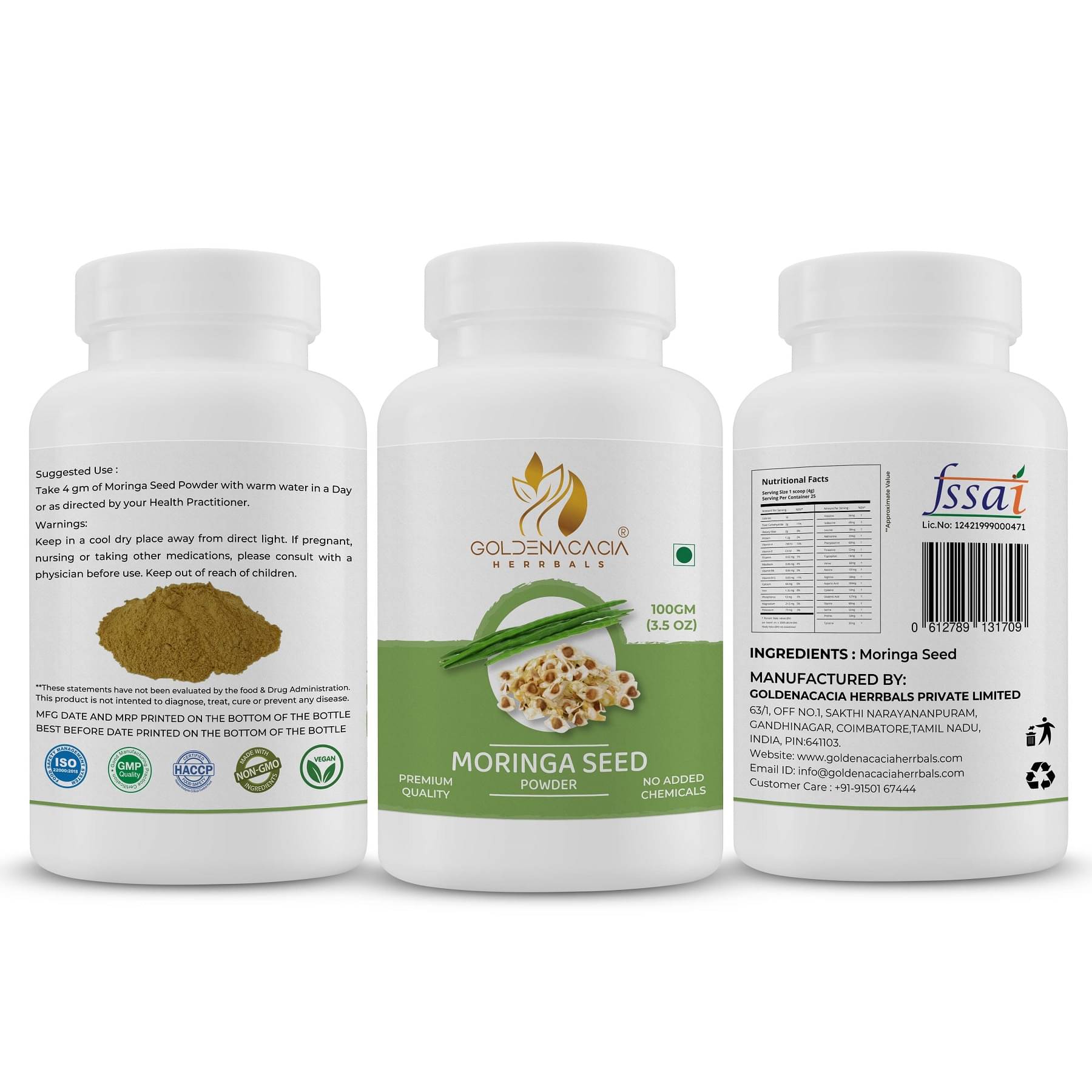     			GOLDENACACIA HERRBALS Moringa Seed 100 Powder 1 gm