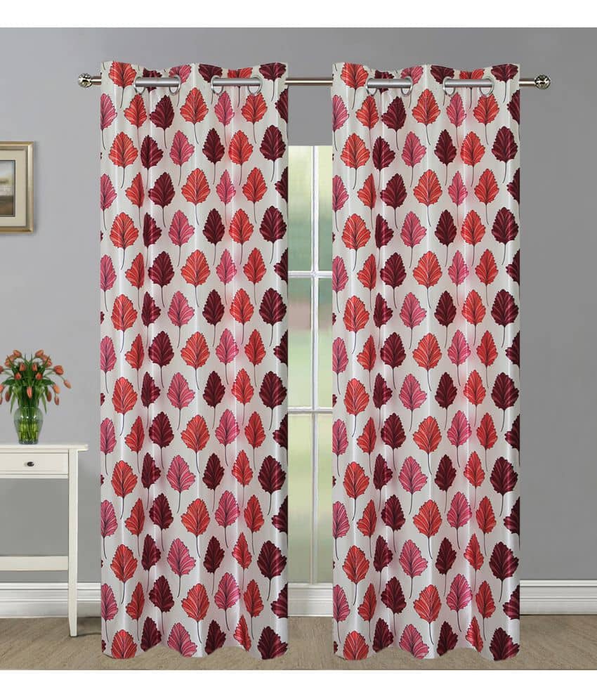 Home Candy Set of 2 Door Semi-Transparent Eyelet Polyester Orange Curtains ( 213 x 120 cm )