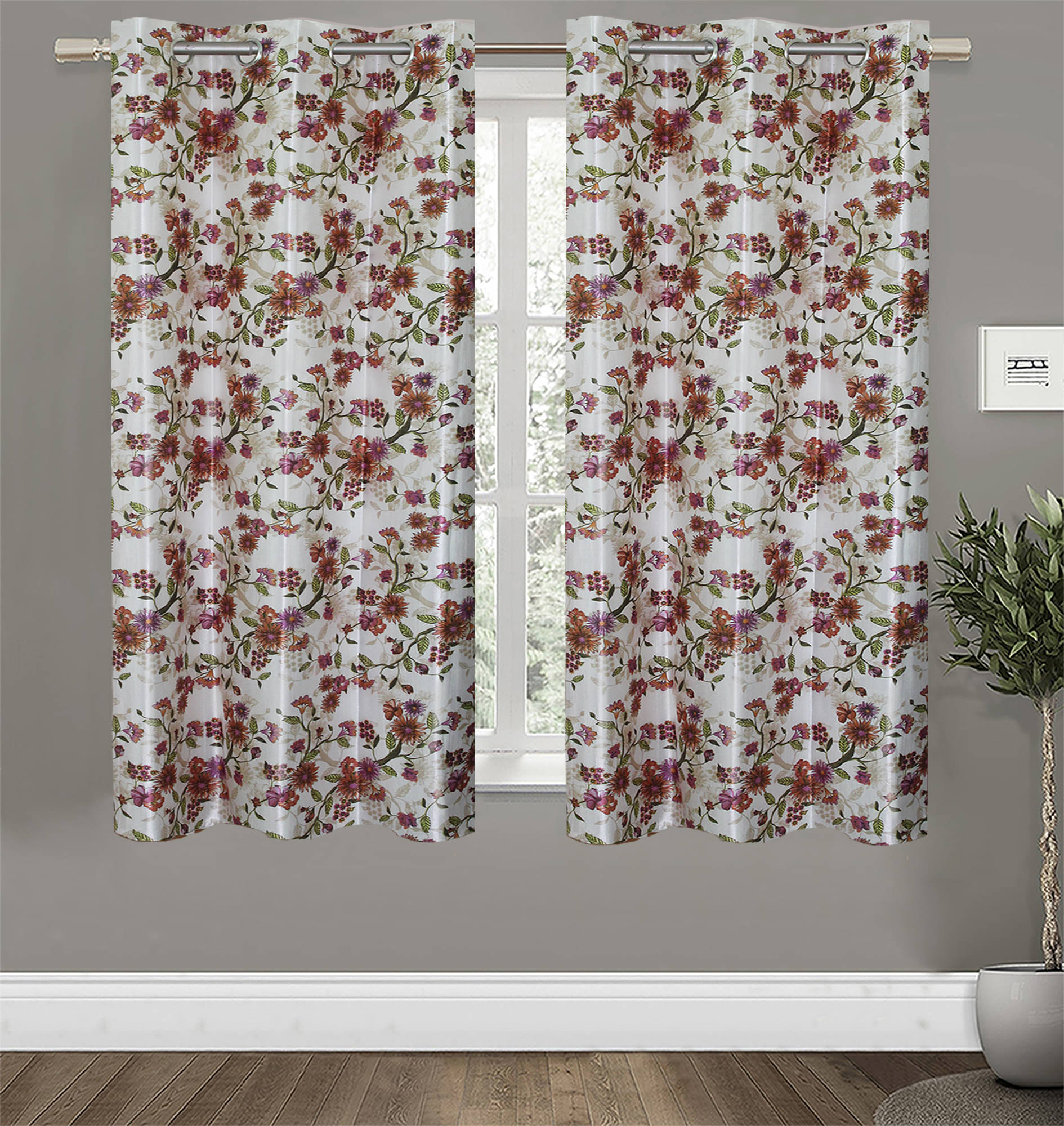     			Home Candy Set of 2 Window Semi-Transparent Eyelet Polyester Orange Curtains ( 152 x 120 cm )