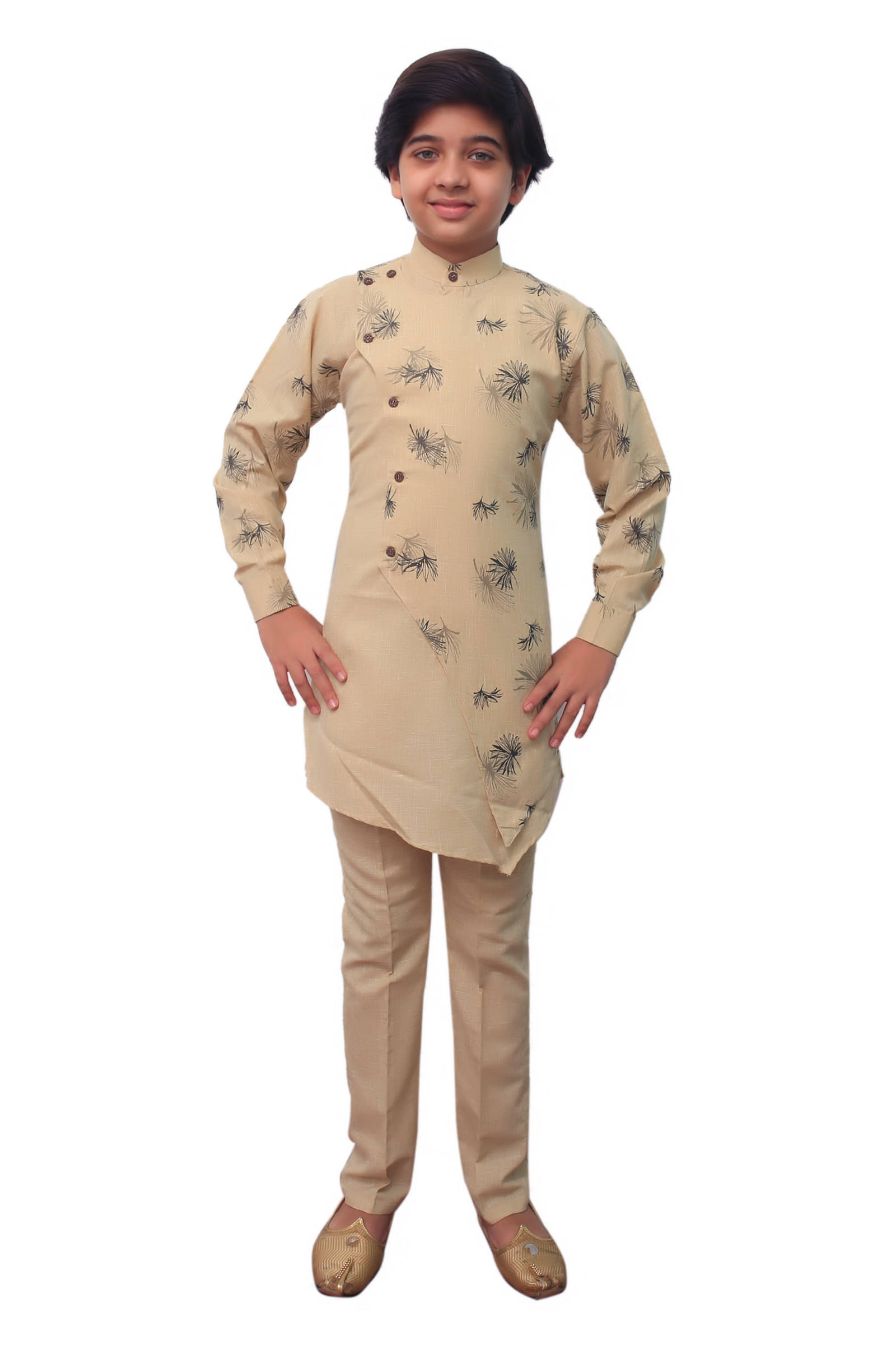 Joley Poley Boys Cotton Blend Brown Kurta Pant Set ( Pack of 1 ) Joley Poley Boys Cotton Blend Brown Kurta Pant Set ( Pack of 1 )