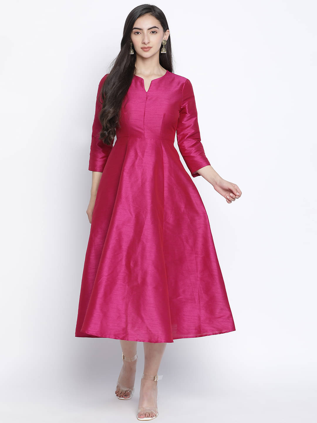 Oxolloxo Polyester Pink A- line Dress - Oxolloxo Polyester Pink A- line Dress -