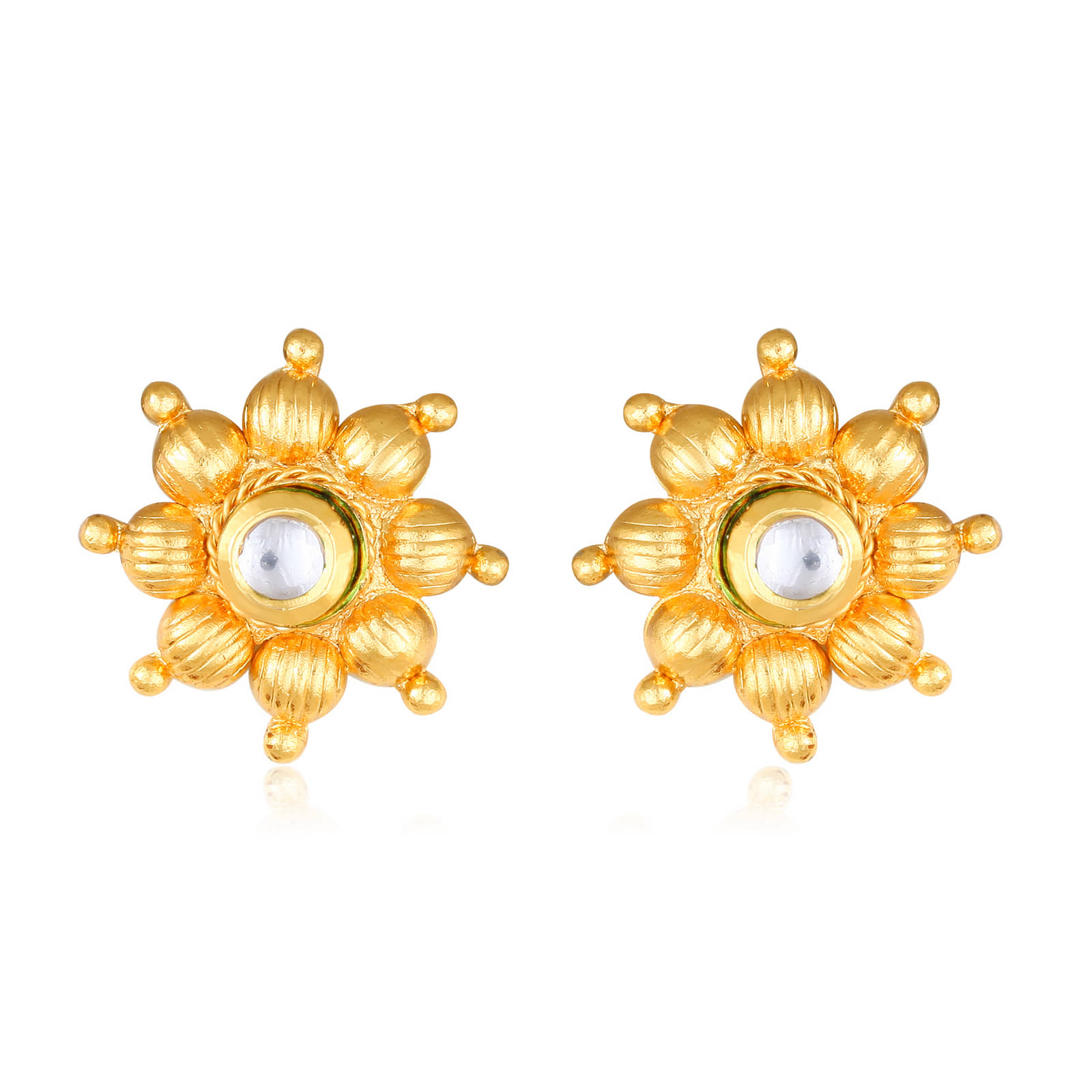 Vighnaharta Daisy Flower Gold Plated White Polki studded alloy Stud Earring for Women and Girls- (VFJ1470ERG-WHITE) - Earrings | Buy online on ZillyBuy