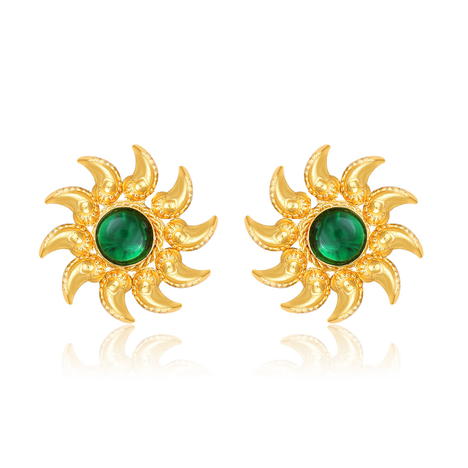     			Vighnaharta Sun Flower Gold Plated Green Stone studded alloy Stud Earring for Women and Girls- (VFJ1469ERG-GREEN)