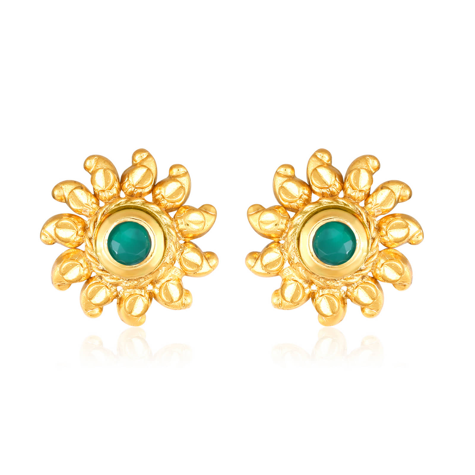 Vighnaharta Trendy Flower Gold Plated Green Stone studded alloy Stud Earring for Women and Girls- (VFJ1468ERG-GREEN) - Earrings | Buy online on ZillyBuy