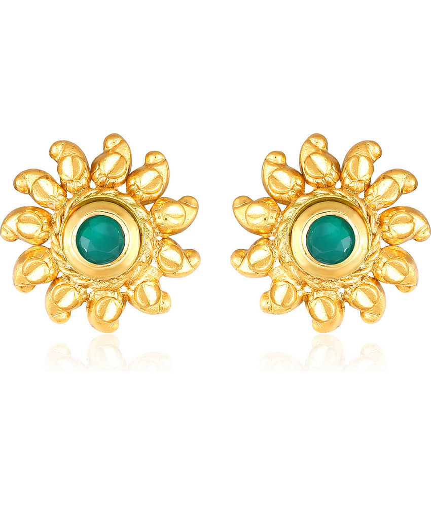 Vighnaharta Trendy Flower Gold Plated Green Stone studded alloy Stud Earring for Women and Girls- (VFJ1468ERG-GREEN) - Earrings | Buy online on ZillyBuy