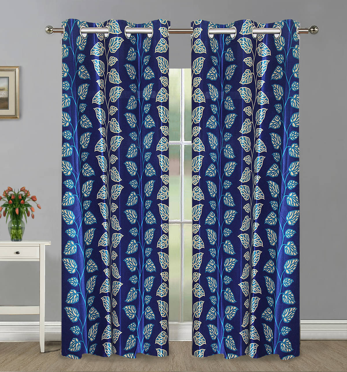Home Candy Set of 2 Door Semi-Transparent Eyelet Polyester Blue Curtains ( 213 x 120 cm )     			Home Candy Set of 2 Door Semi-Transparent Eyelet Polyester Blue Curtains ( 213 x 120 cm )