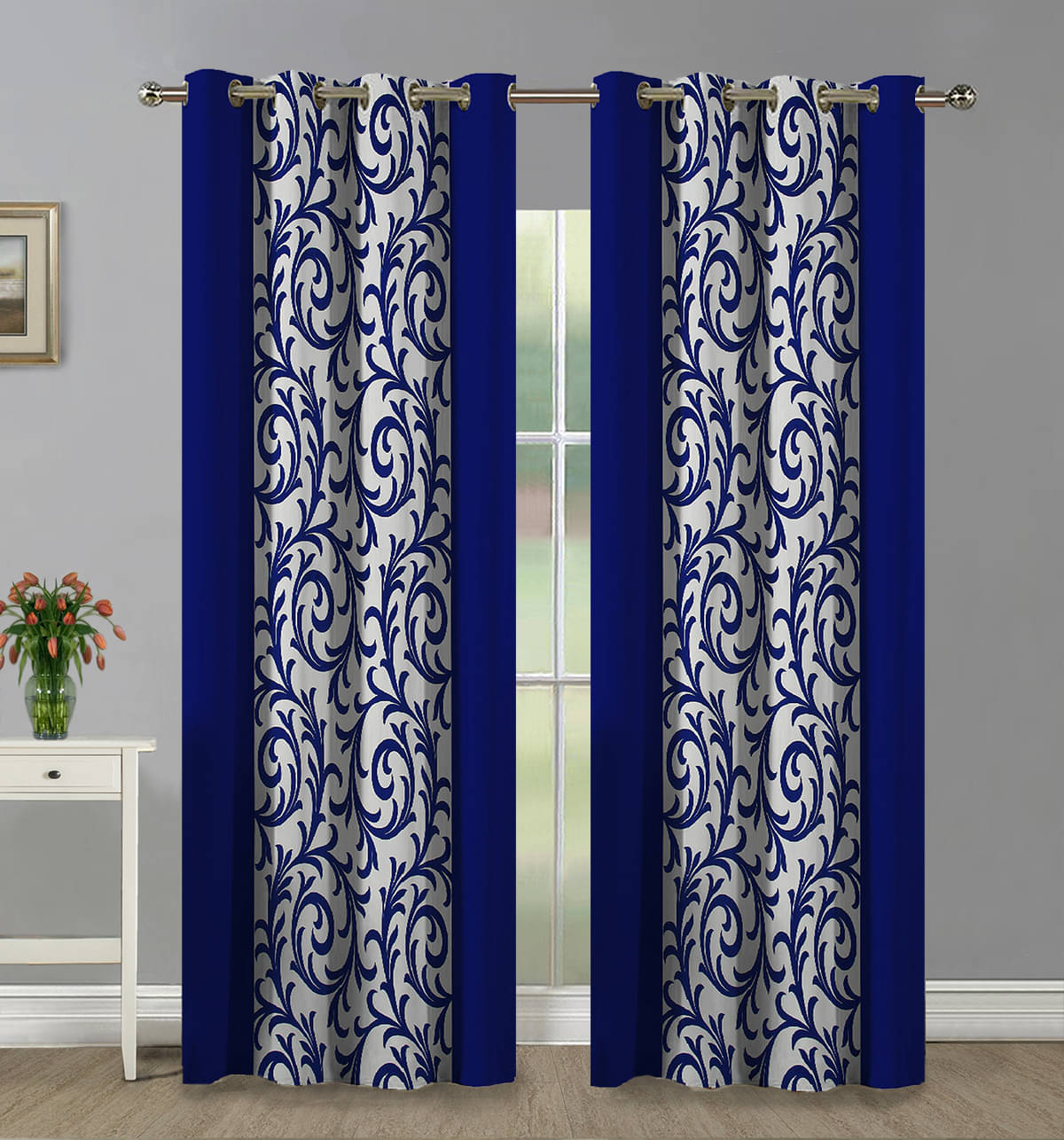 Home Candy Set of 2 Door Semi-Transparent Eyelet Polyester Blue Curtains ( 213 x 120 cm ) Home Candy Set of 2 Door Semi-Transparent Eyelet Polyester Blue Curtains ( 213 x 120 cm )