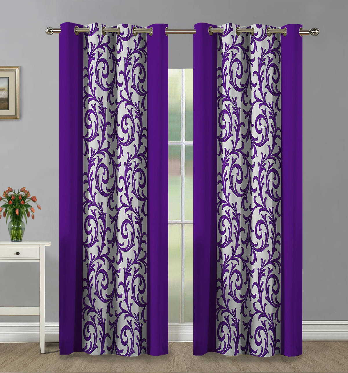 Home Candy Set of 2 Door Semi-Transparent Eyelet Polyester Purple Curtains ( 213 x 120 cm ) Home Candy Set of 2 Door Semi-Transparent Eyelet Polyester Purple Curtains ( 213 x 120 cm )