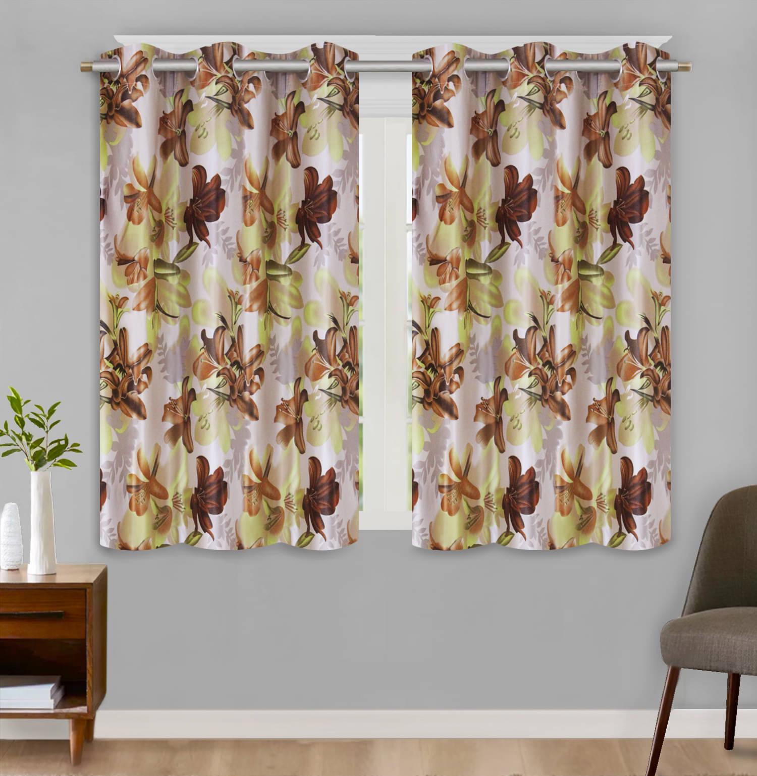     			Home Candy Set of 2 Window Blackout Room Darkening Eyelet Polyester Brown Curtains ( 152 x 120 cm )