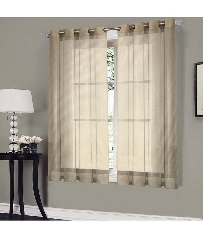     			Home Candy Set of 2 Window Transparent Eyelet Polyester Beige Curtains ( 152 x 120 cm )