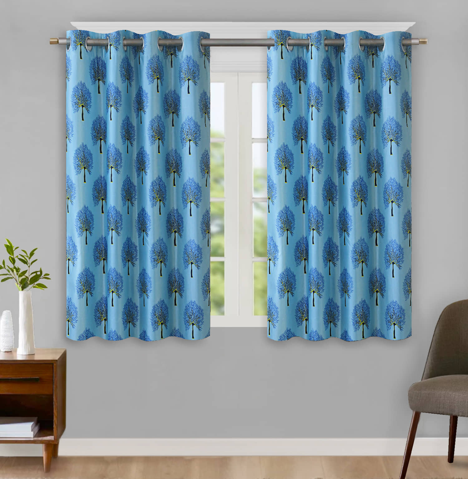 Home Candy Set of 2 Window Blackout Room Darkening Eyelet Polyester Blue Curtains ( 152 x 120 cm )