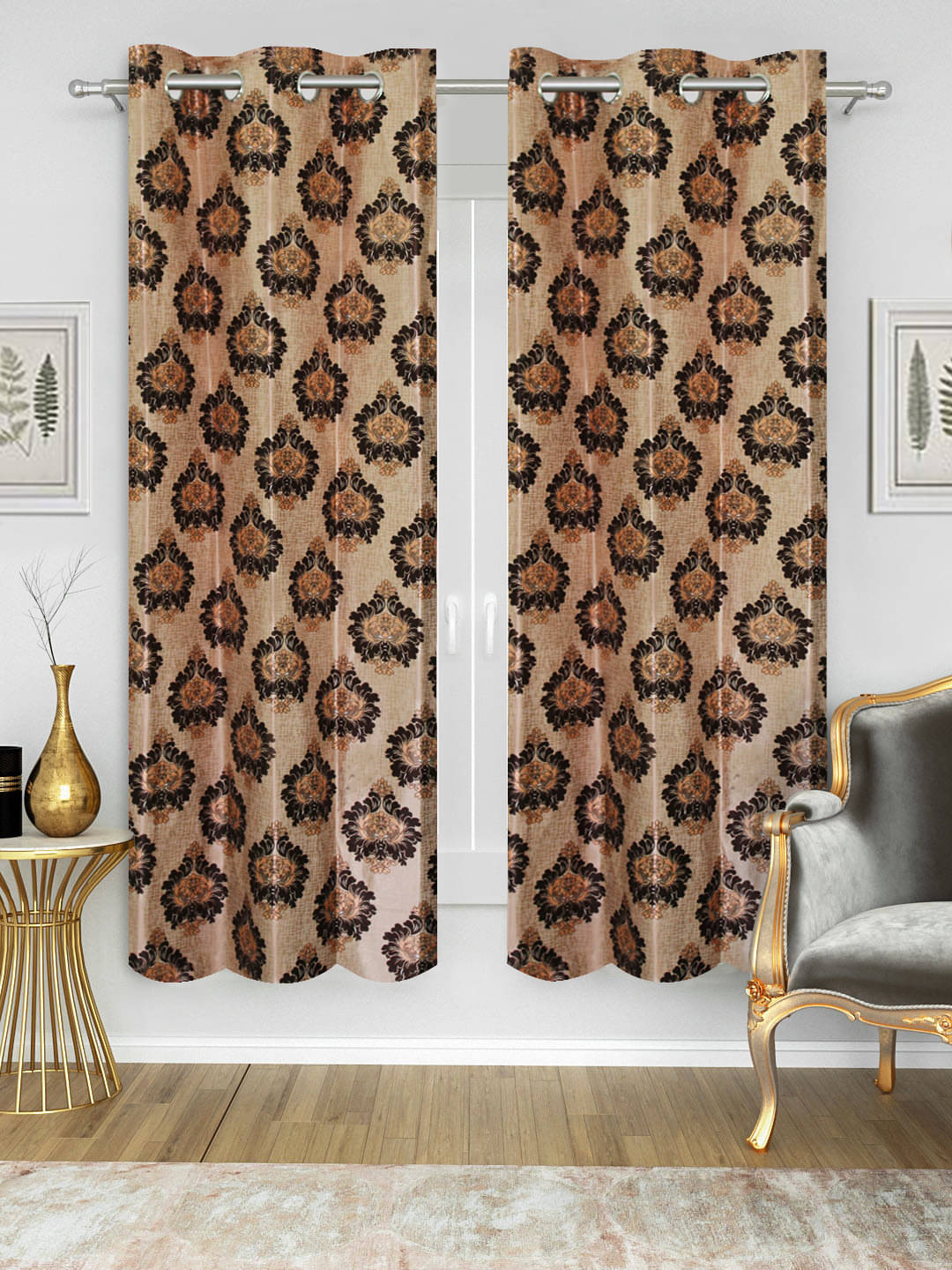 Home Candy Set of 2 Window Semi-Transparent Eyelet Polyester Brown Curtains ( 152 x 120 cm ) Home Candy Set of 2 Window Semi-Transparent Eyelet Polyester Brown Curtains ( 152 x 120 cm )