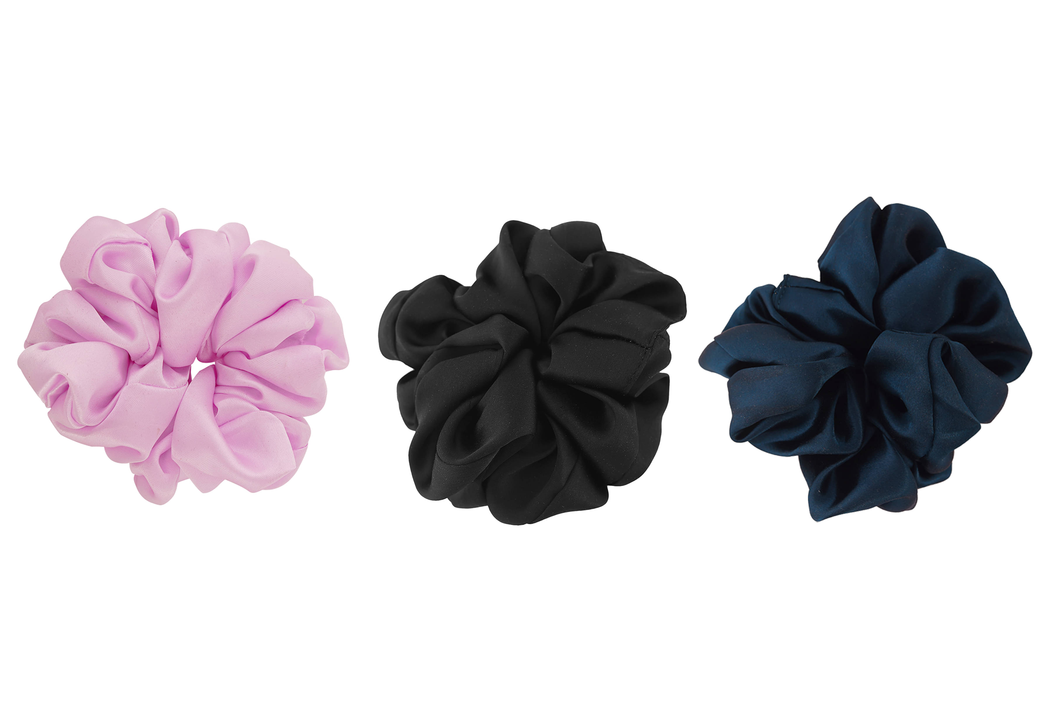 PMTOAM Plain Solid Multicolor Soft Satin hair Scrunchies, Ponytail Holder hair accessories for girls and women - Pack of 3 PMTOAM Plain Solid Multicolor Soft Satin hair Scrunchies, Ponytail Holder hair accessories for girls and women - Pack of 3