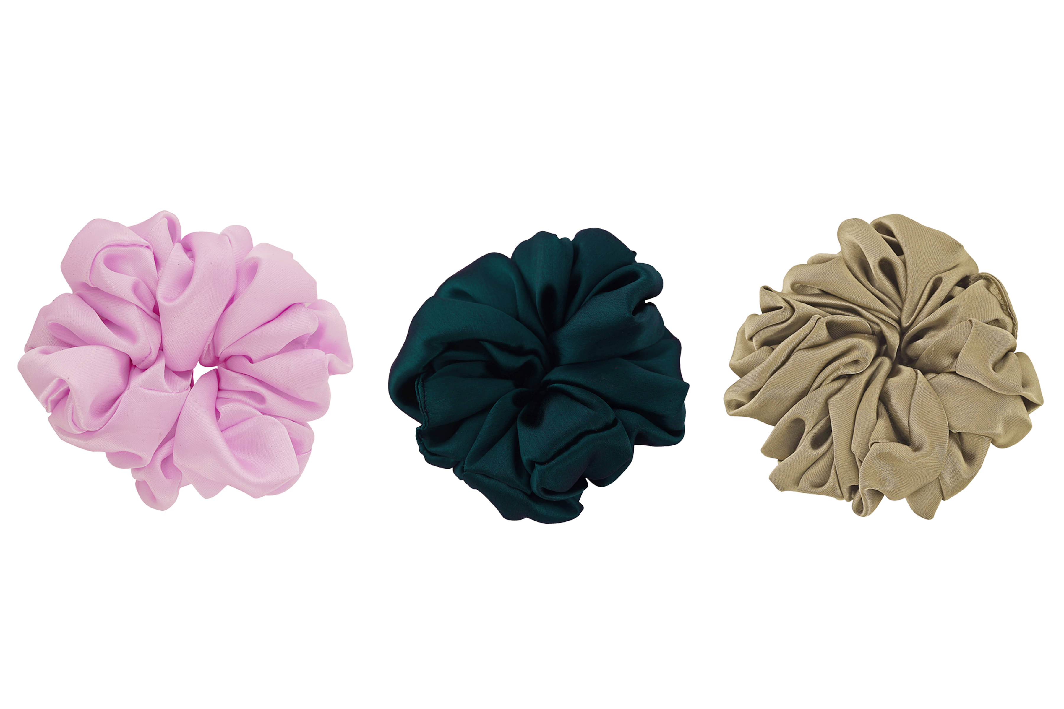     			PMTOAM Plain Solid Multicolor Soft Satin hair Scrunchies, Ponytail Holder hair accessories for girls and women - Pack of 3