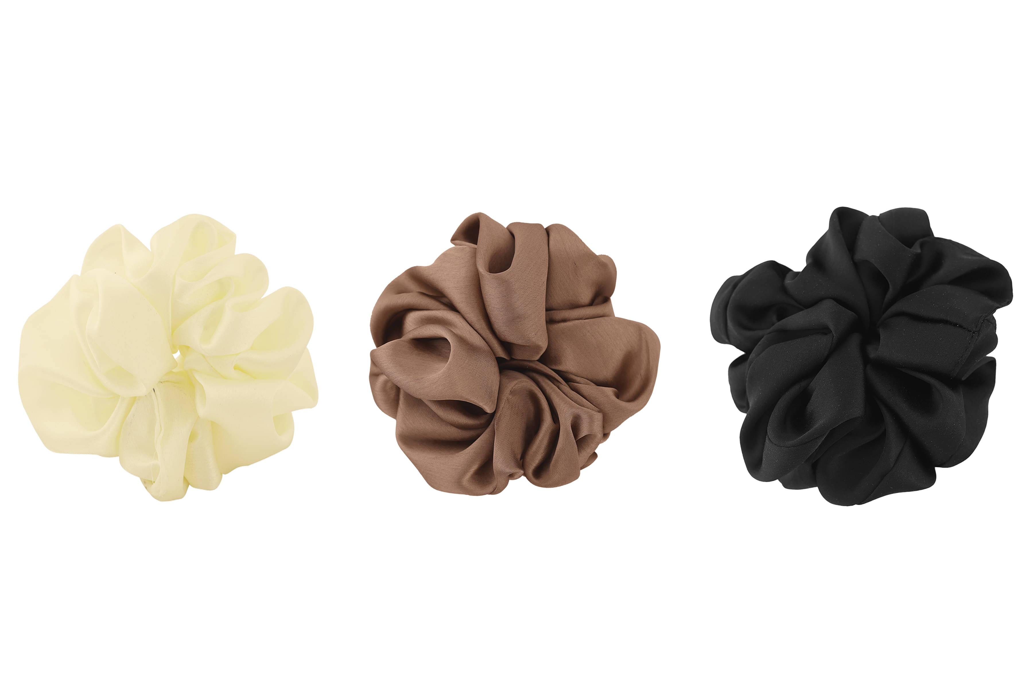     			PMTOAM Plain Solid Multicolor Soft Satin hair Scrunchies, Ponytail Holder hair accessories for girls and women - Pack of 3