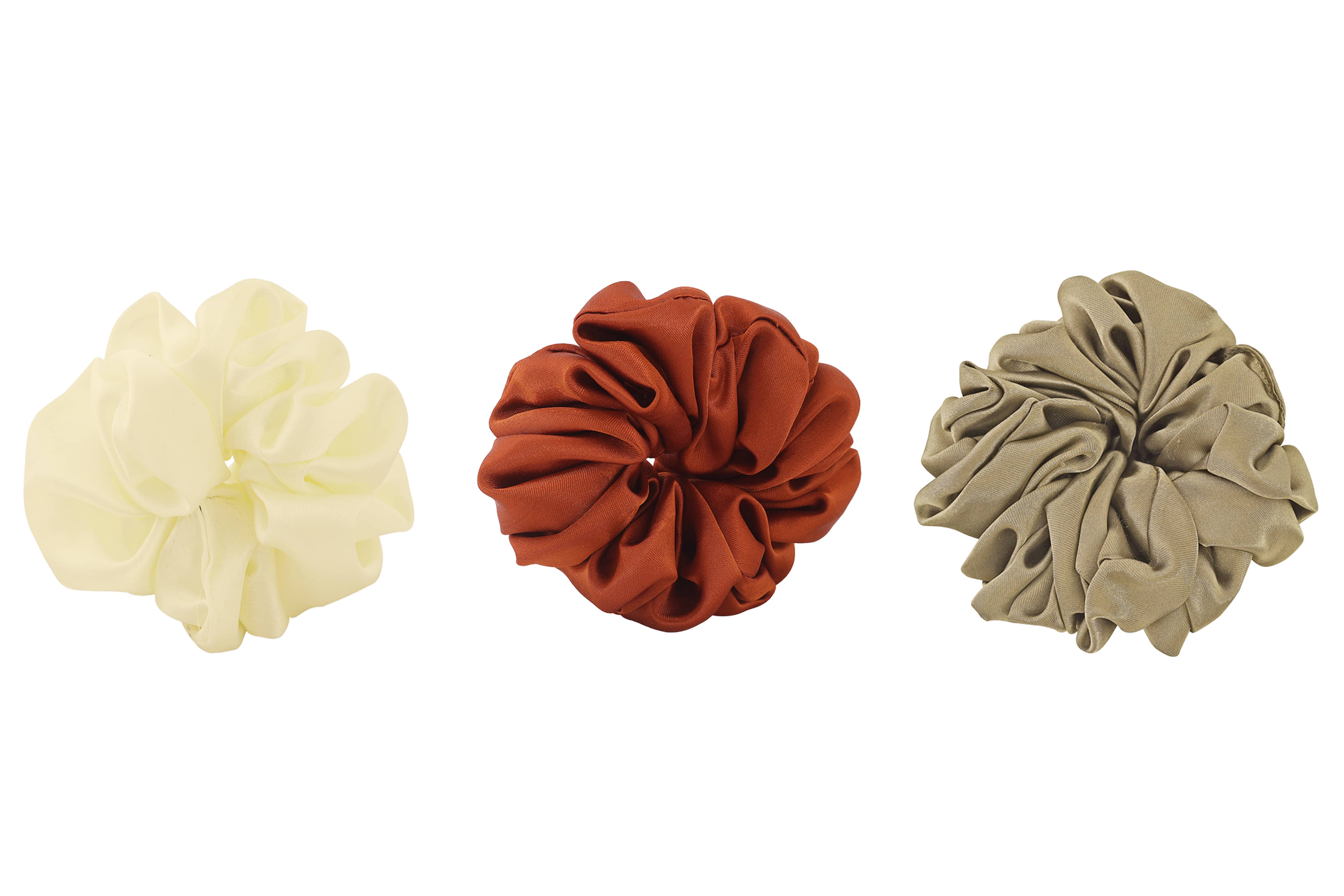 PMTOAM Plain Solid Multicolor Soft Satin hair Scrunchies, Ponytail Holder hair accessories for girls and women - Pack of 3 PMTOAM Plain Solid Multicolor Soft Satin hair Scrunchies, Ponytail Holder hair accessories for girls and women - Pack of 3