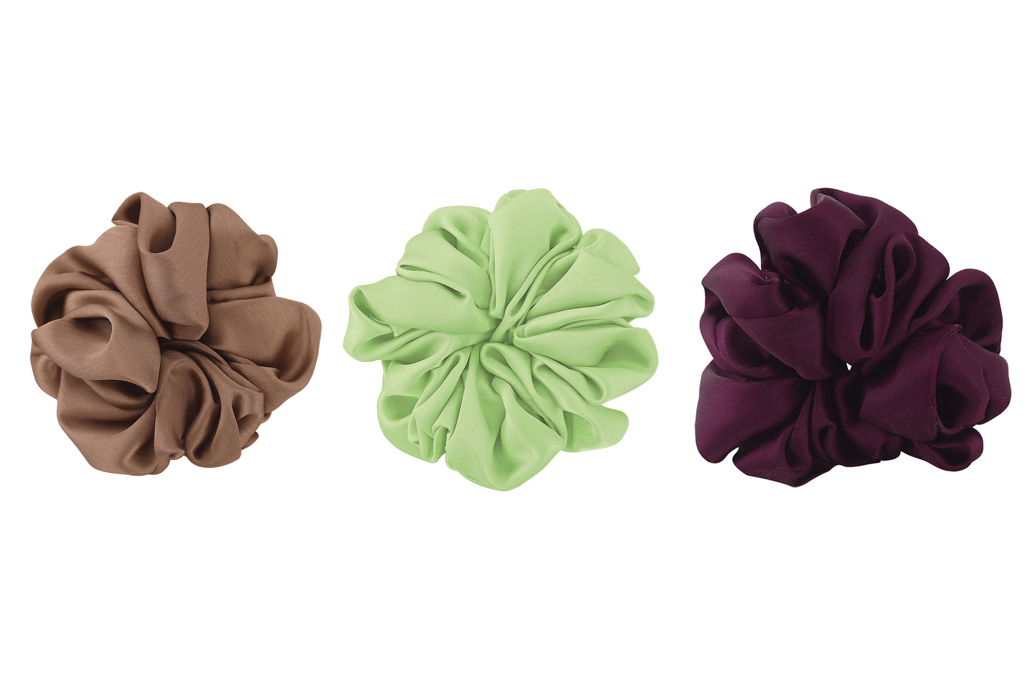 PMTOAM Plain Solid Multicolor Soft Satin hair Scrunchies, Ponytail Holder hair accessories for girls and women - Pack of 3 PMTOAM Plain Solid Multicolor Soft Satin hair Scrunchies, Ponytail Holder hair accessories for girls and women - Pack of 3